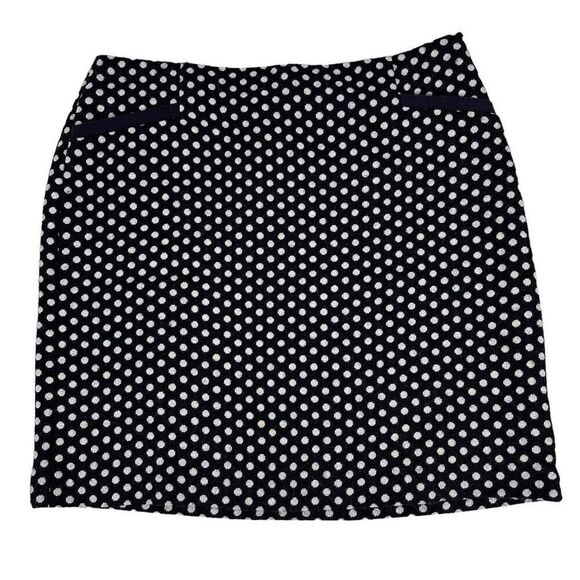 Talbots Navy & White Wool Blend Polka Dot Skirt size 14P - Picture 1 of 6